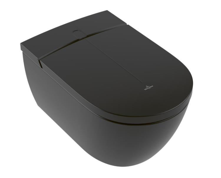 Умный унитаз подвесной Villeroy & Boch Viclean V0E100R7 безободковый, с микролифтом, с биде, pure black