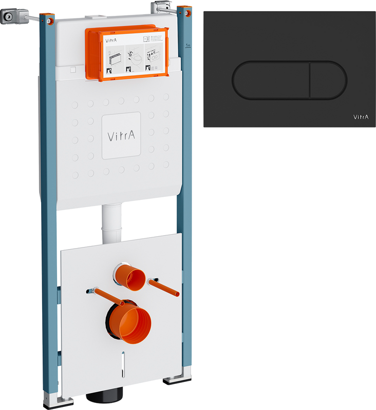Система инсталляции для унитазов VitrA V-Fix Core 732-5800-01PV с кнопкой Root Round 740-2211 черной матовой