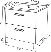 Тумба с раковиной IDDIS Brick 60 напольная