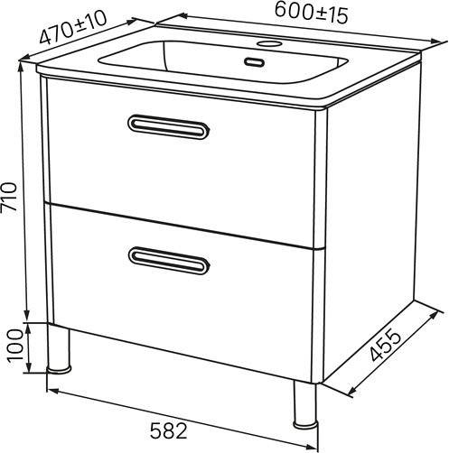 Тумба с раковиной IDDIS Brick 60 напольная