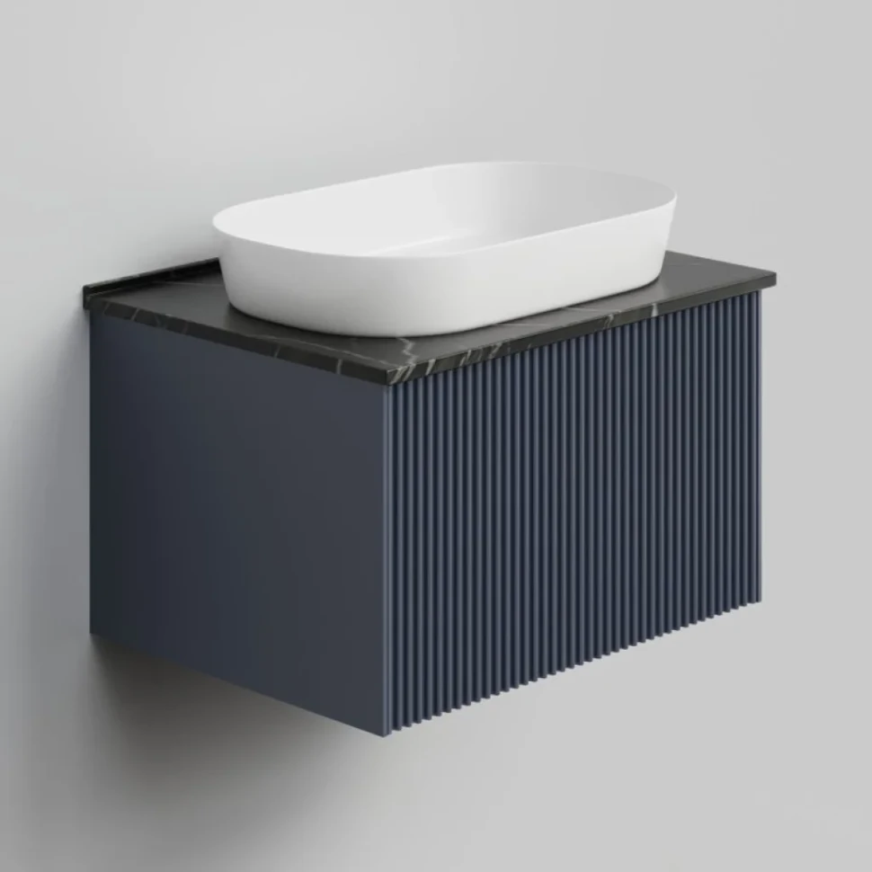 Тумба под раковину со столешницей La Fenice Terra 60 подвесная, blu grigio, столешница черный мрамор