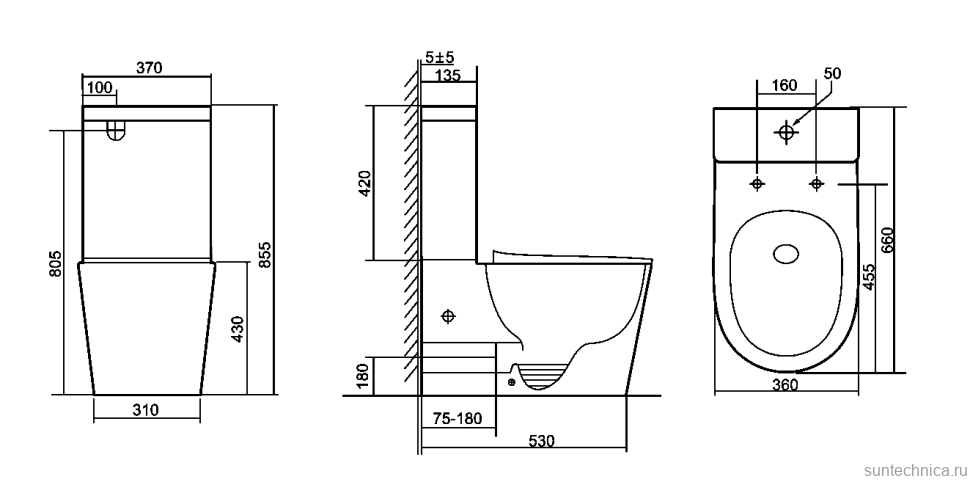 Унитаз-компакт напольный SantiLine SL-5046 с микролифтом, безободковый