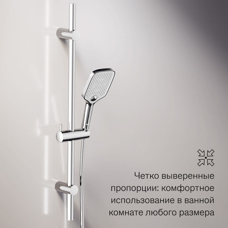 Душевая система с тропическим душем Damixa Gala 953530000 хром, скрытого монтажа, смеситель для 2 потребителей, штанга, верхний душ, встраиваемый душевой комплект, гарантия 10 лет, Дания