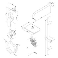 Душевая система с тропическим душем Damixa Gala 953530000 хром, скрытого монтажа, смеситель для 2 потребителей, штанга, верхний душ, встраиваемый душевой комплект, гарантия 10 лет, Дания