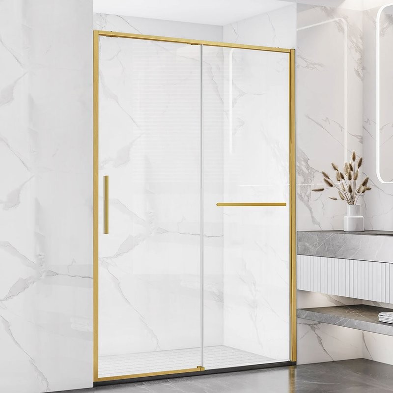 Душевая дверь в нишу Vincea Slim Soft VDS-1SS110CLG 110 см, профиль брашированное золото, стекло прозрачное