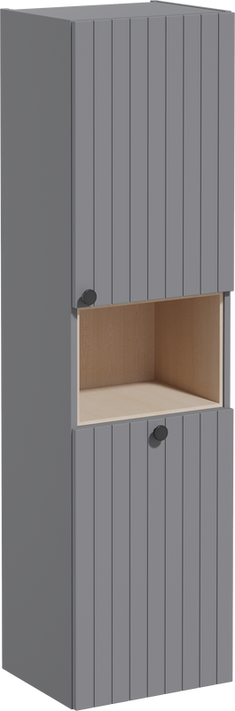 Шкаф пенал для ванной VitrA Root Groove 40 R, с бельевой корзиной, серый