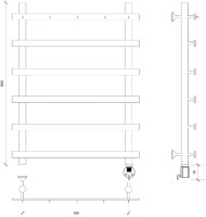 Полотенцесушитель электрический Secado Понтида 1 К, R 80x60 см, подключение справа, глянцевый хром, лесенка