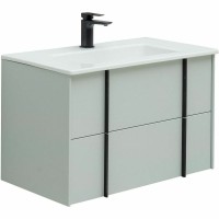 Тумба с раковиной Allen Brau Reality 80 подвесная, папирус матовый, раковина Fantasy Flat 82x47, без перелива, белая