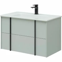 Тумба с раковиной Allen Brau Reality 80 подвесная, папирус матовый, раковина Fantasy Flat 82x47, без перелива, белая
