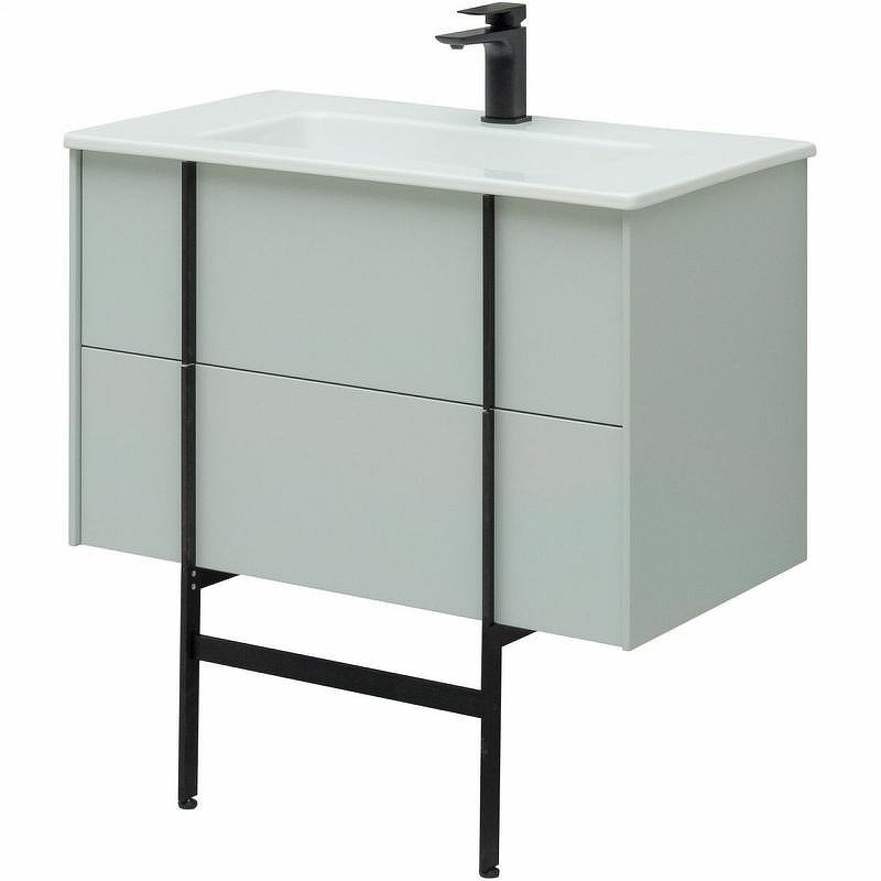 Тумба с раковиной Allen Brau Reality 80 подвесная, папирус матовый, раковина Fantasy Flat 82x47, без перелива, белая