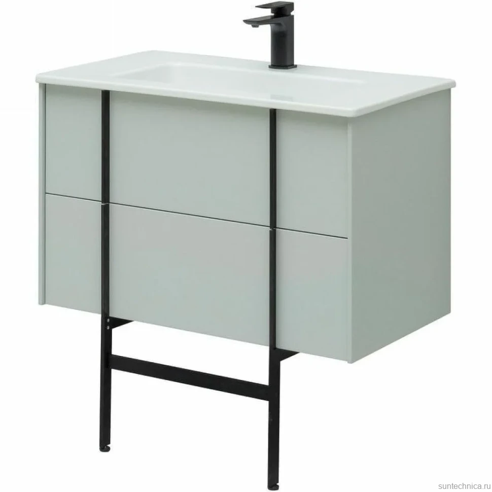 Тумба с раковиной Allen Brau Reality 80 подвесная, папирус матовый, раковина Fantasy Flat 82x47, без перелива, белая