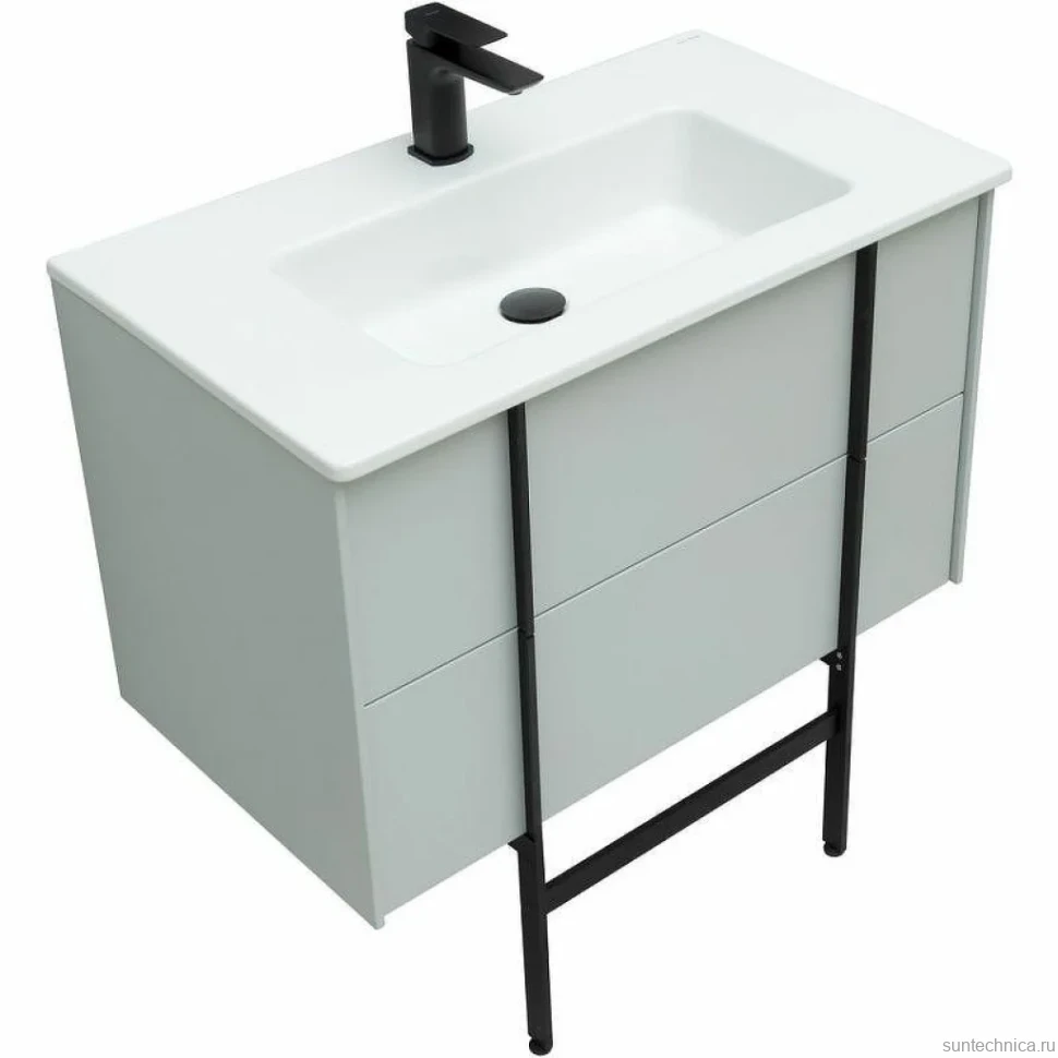 Тумба с раковиной Allen Brau Reality 80 подвесная, папирус матовый, раковина Fantasy Flat 82x47, без перелива, белая