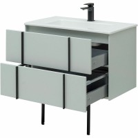 Тумба с раковиной Allen Brau Reality 80 подвесная, папирус матовый, раковина Fantasy Flat 82x47, без перелива, белая