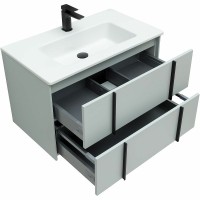 Тумба с раковиной Allen Brau Reality 80 подвесная, папирус матовый, раковина Fantasy Flat 82x47, без перелива, белая