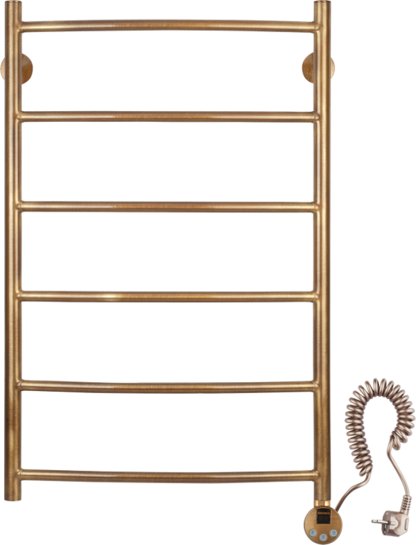 Полотенцесушитель электрический Secado Милан 1 плюс 85x55 см, подключение справа, бронза, лесенка, латунь
