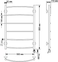 Полотенцесушитель электрический Secado Милан 1 плюс 85x55 см, подключение справа, бронза, лесенка, латунь