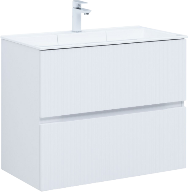 Тумба с раковиной Aquanet Джейн 80 подвесная, белая матовая