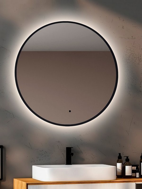 Зеркало круглое Abber Mond AG6204SCB-0.77 77 см, с подсветкой, черное
