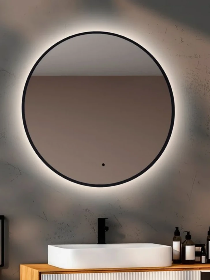 Зеркало круглое Abber Mond AG6204SCB-0.77 77 см, с подсветкой, черное