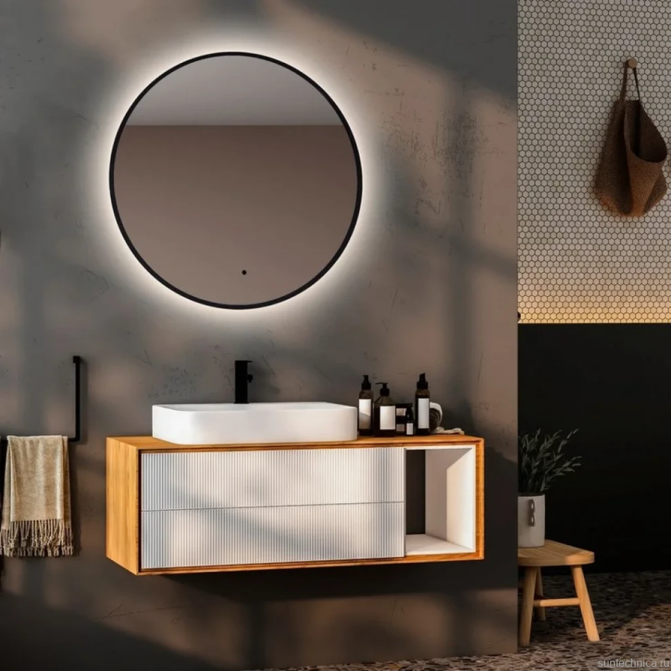 Зеркало круглое Abber Mond AG6204SCB-0.77 77 см, с подсветкой, черное