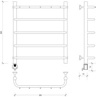 Полотенцесушитель электрический Secado Мерида 1 К 60x50 см, подключение слева, матовый черный, лесенка