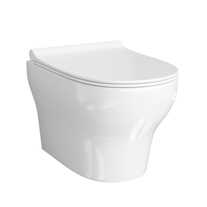 Комплект Унитаз подвесной WasserKRAFT Berkel H001 безободковый + Крышка для унитаза E034 + Система инсталляции для унитазов Vils 56TLT.010.ME + Кнопка смыва MB03