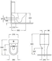 Унитаз-компакт напольный Jacob Delafon Aleo UJAL102-0 + Бачок ETAL212-0 + Крышка-сиденье E33127-0 с микролифтом
