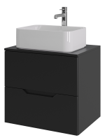 Мебель для ванной комнаты Orange Line 60 подвесная, 2 ящика, матовая черная с раковиной B02-460W