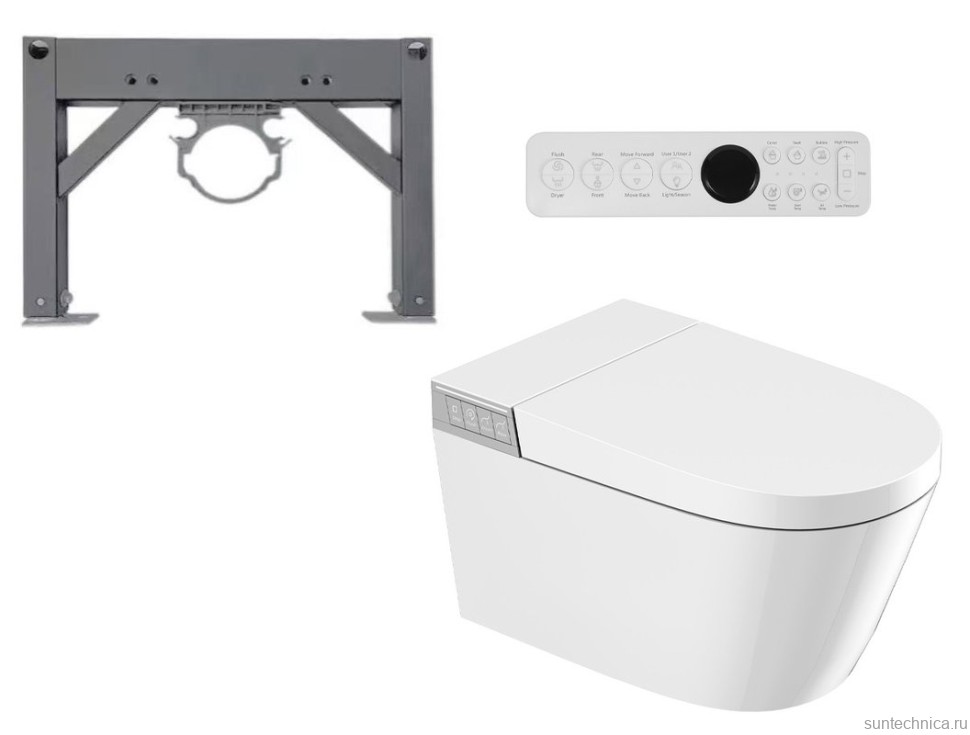 Комплект 2 в 1 Abber Bequem AC1120S-AC0101P2 Унитаз-биде электронный, подвесной + Монтажная рама