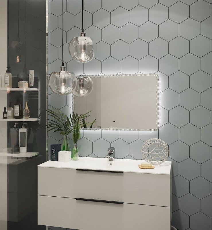 Зеркало Art&Max Messina AM-Mes-800-600-DS-F 80х60 белое, с LED-подсветкой, 6000К