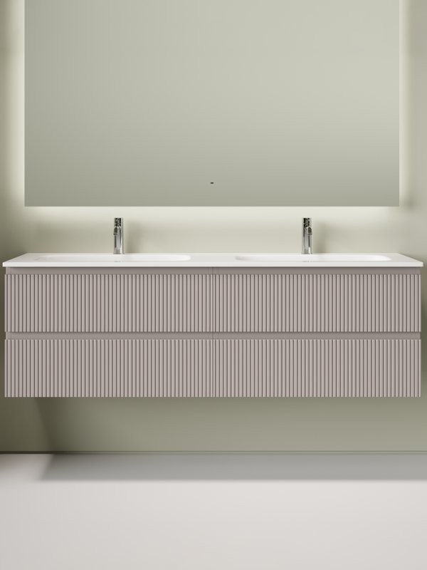 Тумба с раковиной Sancos Snob T 80 doha soft, 2 шт, раковина Ceramicanova Grace CN7023 с двумя чашами