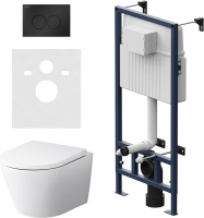Комплект AM.PM Sense IS70138.741701 FlashClean с сиденьем микролифт, кнопка смыва черная матовая