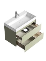 Тумба с раковиной Aqwella 5 stars Geometria 80 подвесная, 2 ящика, шалфей зеленый