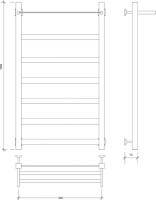Полотенцесушитель водяной Secado Комано 1 СП 100х50 100x55 см, хром, лесенка, с полкой