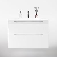 Тумба под раковину Style Line Марелла 80 подвесная, антискрейтч, белый глянец