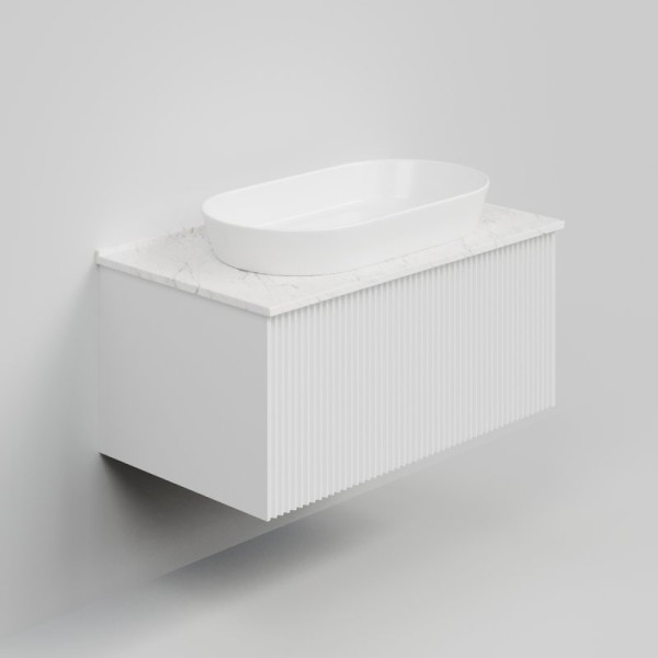 Тумба с раковиной La Fenice Terra 80 подвесная, bianca, столешница белый мрамор, раковина белая матовая