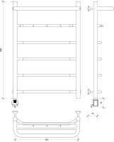 Полотенцесушитель электрический Secado Агата 1 КСП 80x50 см, подключение слева, графит, лесенка, с полкой