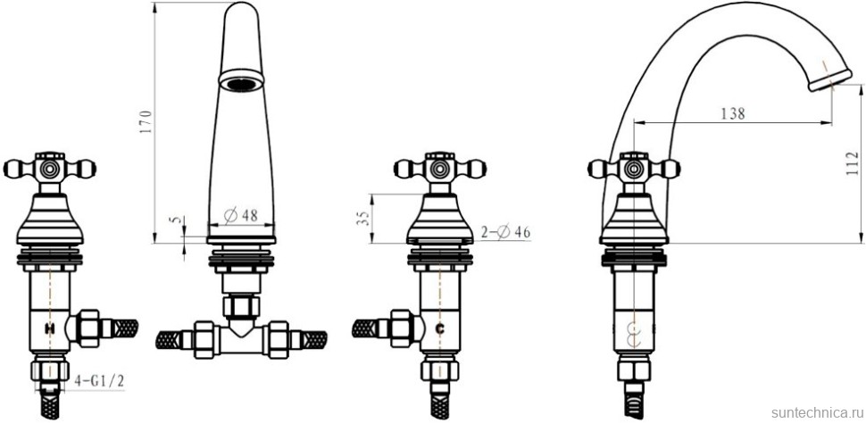 Смеситель для раковины Boheme Camelia 277