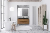 Тумба с раковиной BelBagno Acqua 120 подвесная, rovere rustico, черная матовая раковина