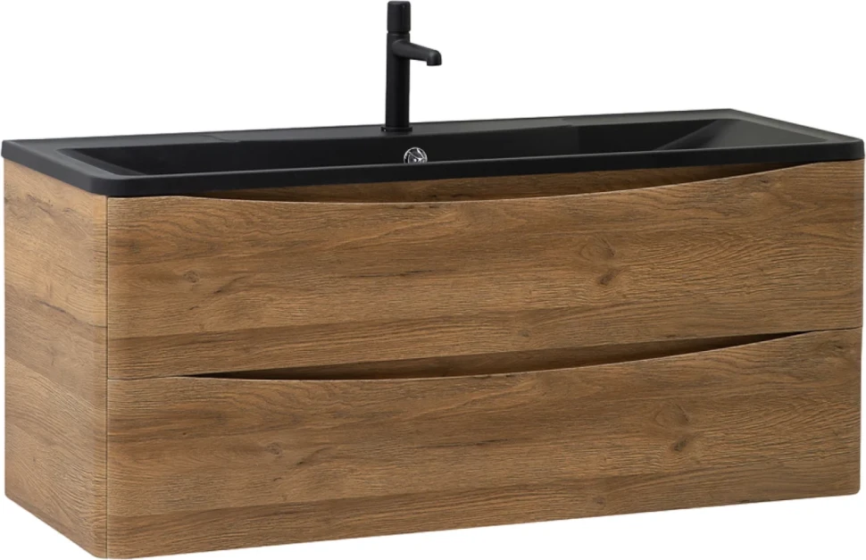 Тумба с раковиной BelBagno Acqua 120 подвесная, rovere rustico, черная матовая раковина