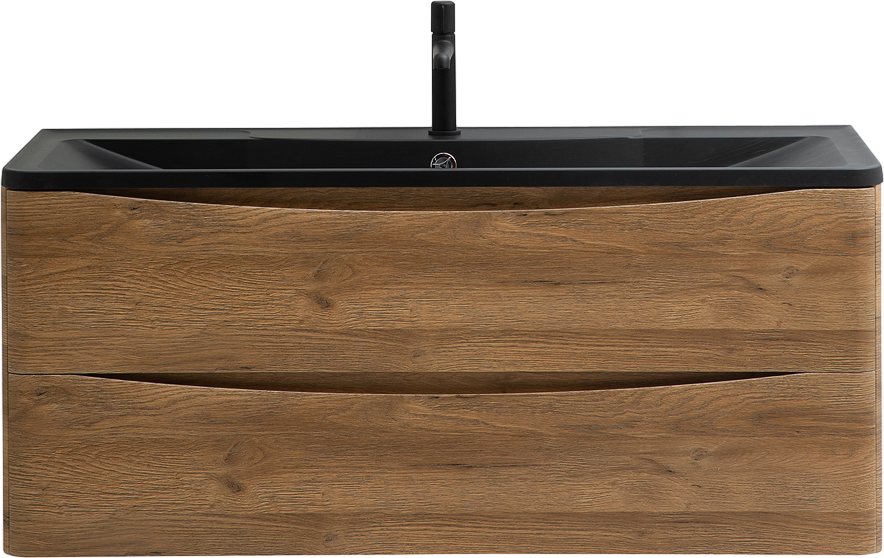 Тумба с раковиной BelBagno Acqua 120 подвесная, rovere rustico, черная матовая раковина
