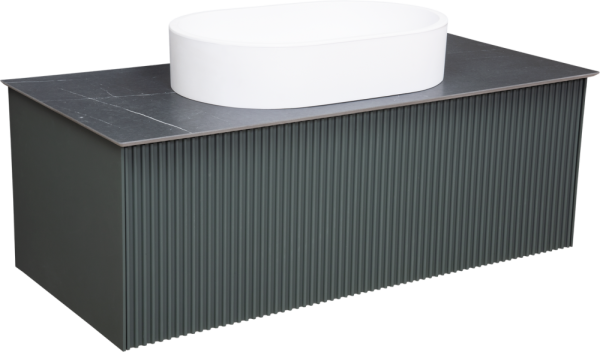 Тумба с раковиной La Fenice Terra 100 серая, черная столешница, матовая раковина