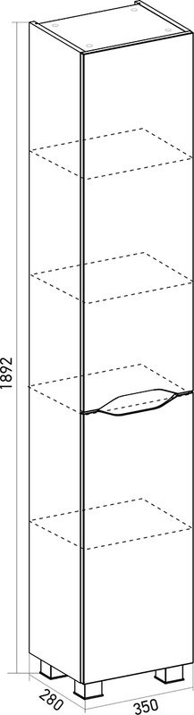 Шкаф пенал для ванной Mixline Лайн-35 белый