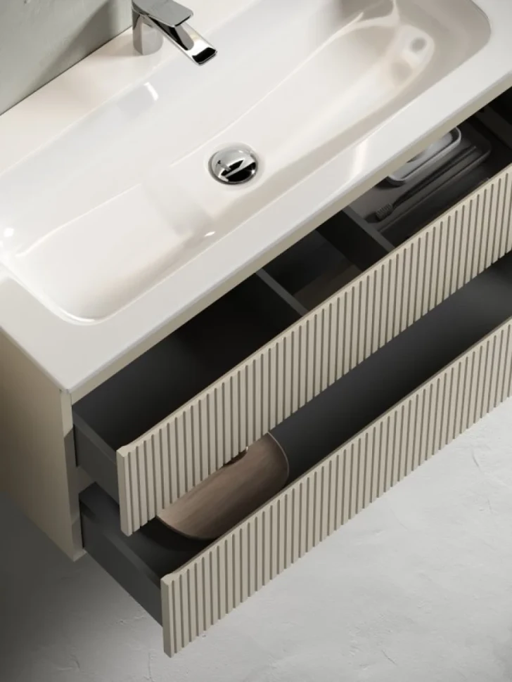 Тумба с раковиной Sancos Snob T 120 см, beige soft, раковина CN7017