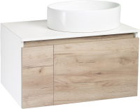 Мебель для ванной комнаты Runo Бари 80 крафтовый дуб, раковина Ovale 50