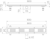Душевой трап (лоток) RGW SDR-34B черный, 80 см