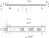 Душевой трап (лоток) RGW SDR-34B черный, 80 см