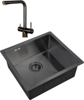 Комплект Мойка Zorg Inox PVD 4844 grafit + Смеситель Inox SZR-7039 BR/GRAFIT бронза графит