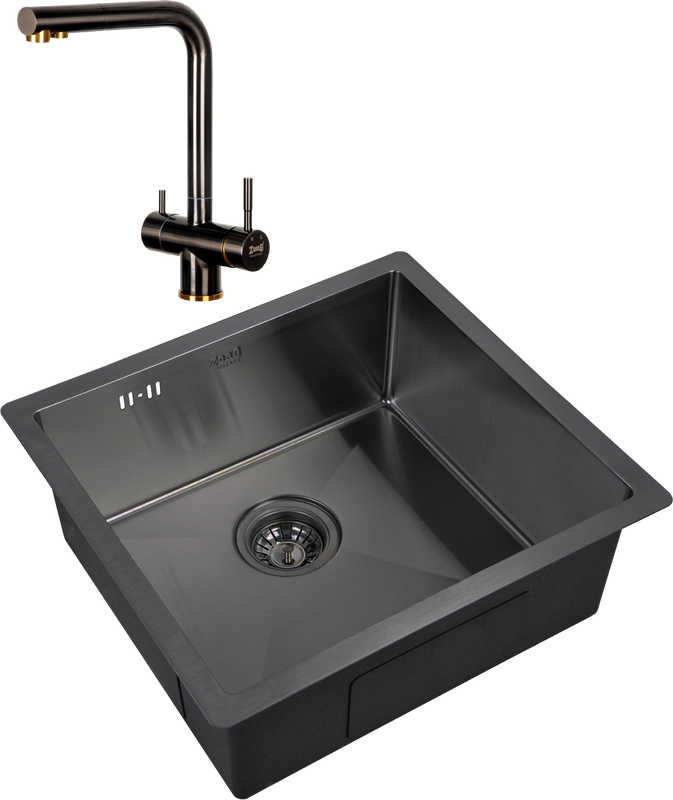 Комплект Мойка Zorg Inox PVD 4844 grafit + Смеситель Inox SZR-7039 BR/GRAFIT бронза графит
