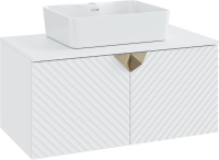 Тумба с раковиной Runo Андорра 85 белая матовая, белый глянец, раковина Lavello 50